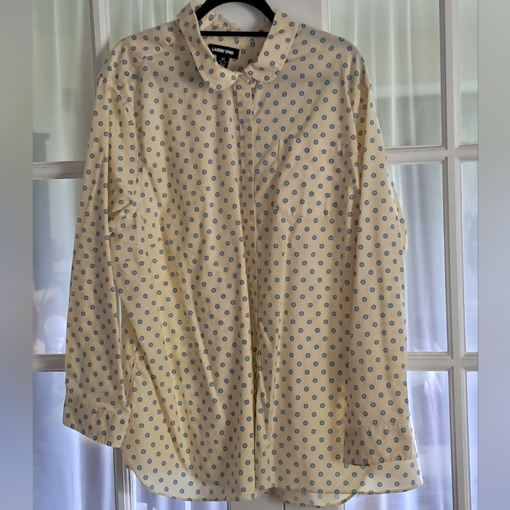 Land's End Women's Yellow Button Up Shirt 3X